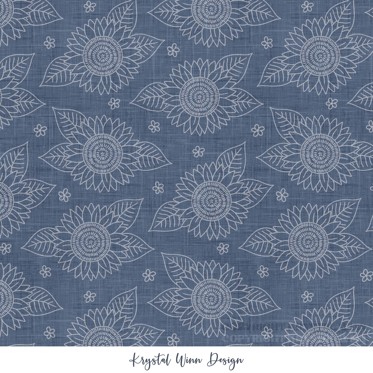 Yankee Doodle Part 2 Sunflower Sketch Navy KW1299