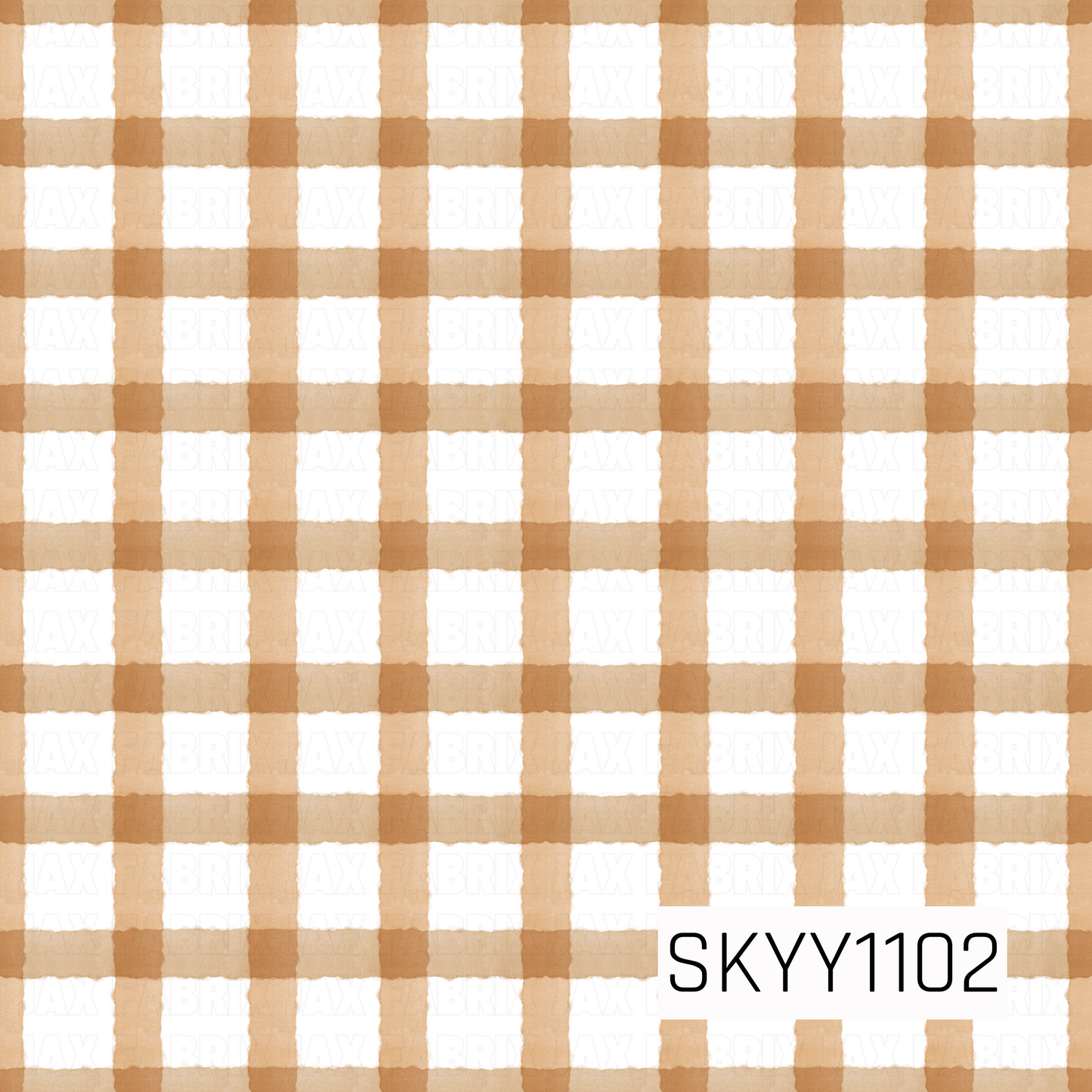 A classic watercolor gingham featuring warm tan and caramel brown checks on a crisp white background. The soft hand-painted texture gives this timeless plaid a cozy, neutral look that's perfect for year-round designs.