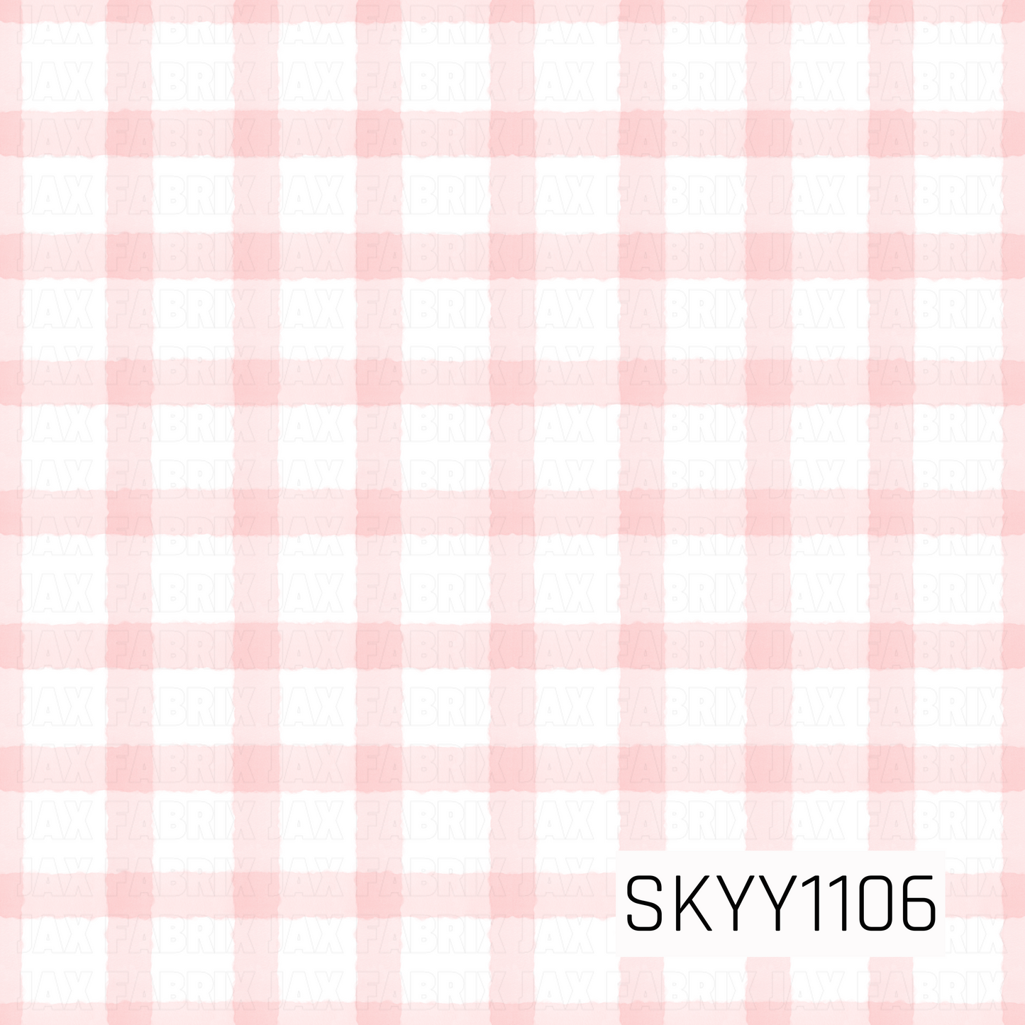 A classic watercolor gingham featuring soft blush pink checks on a crisp white background. The hand-painted texture gives this timeless plaid a delicate, sweet, and airy look.