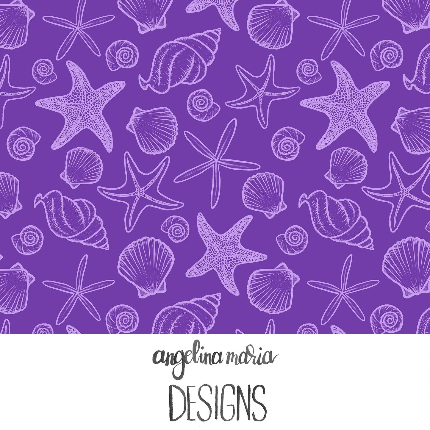 Mermaid Magic Seashells and Starfish Violet AMD321