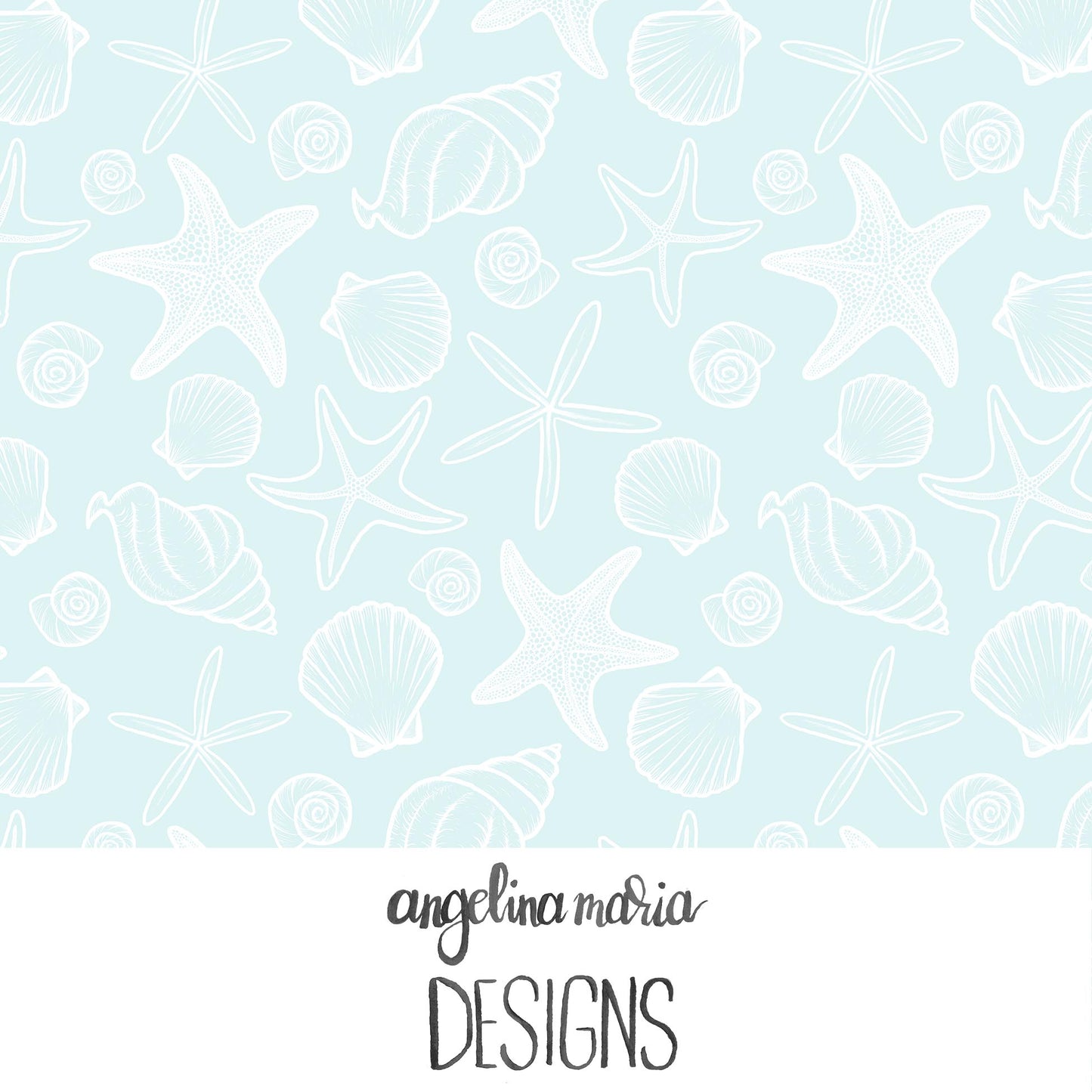 Mermaid Magic Seashells and Starfish Seafoam AMD312