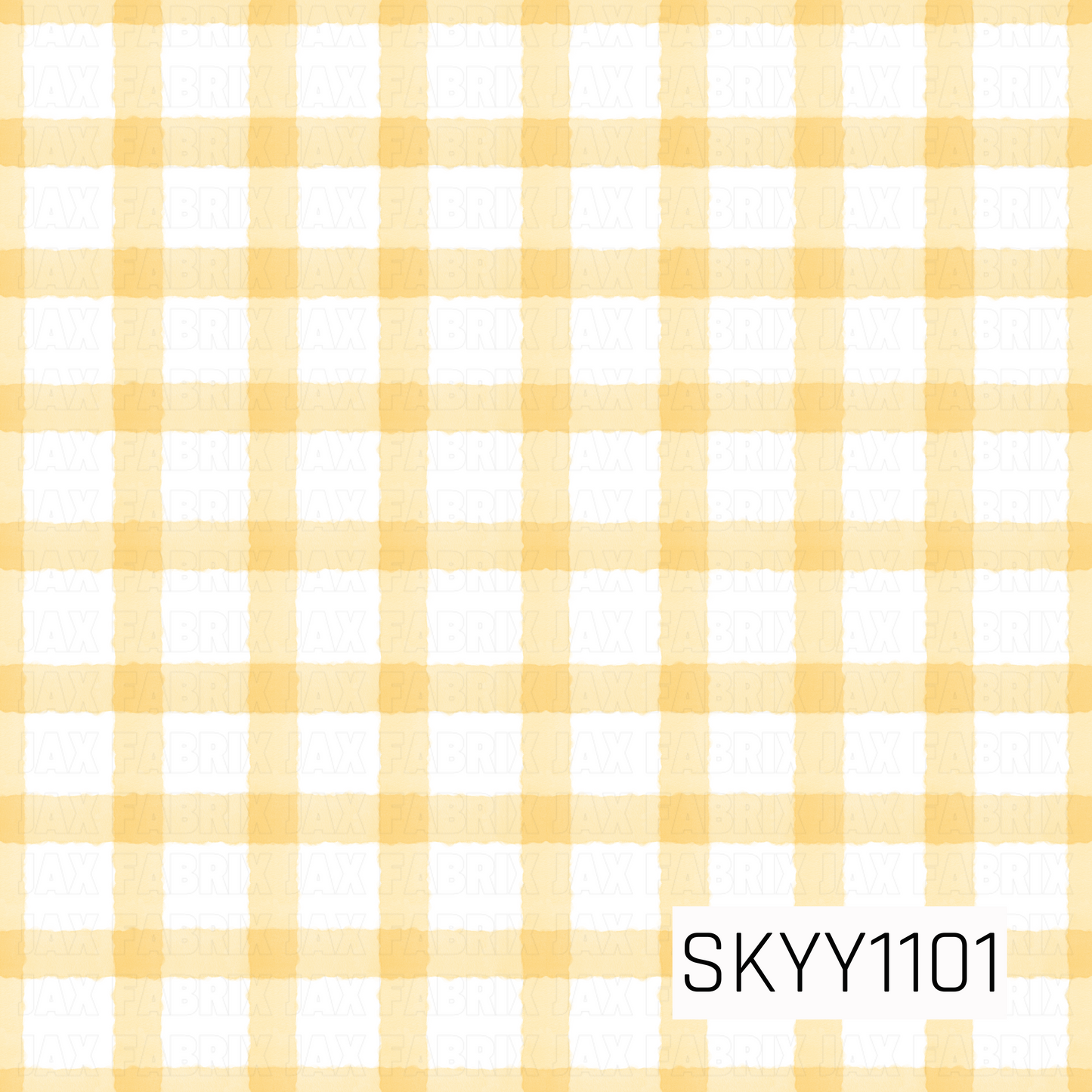 A soft watercolor gingham featuring warm buttery yellow checks on a crisp white background. This simple, classic plaid has a light hand-painted texture that adds a cheerful and timeless touch.
