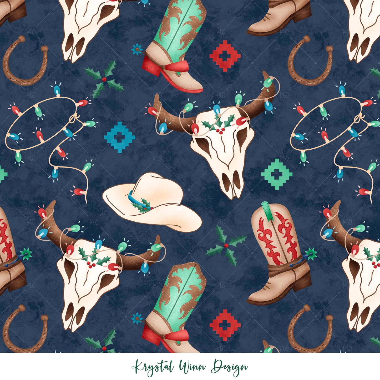 All I want For Christmas Cowboy Navy KW248