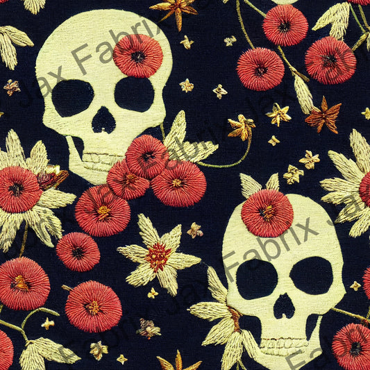 Floral Skulls Embroidery OG8