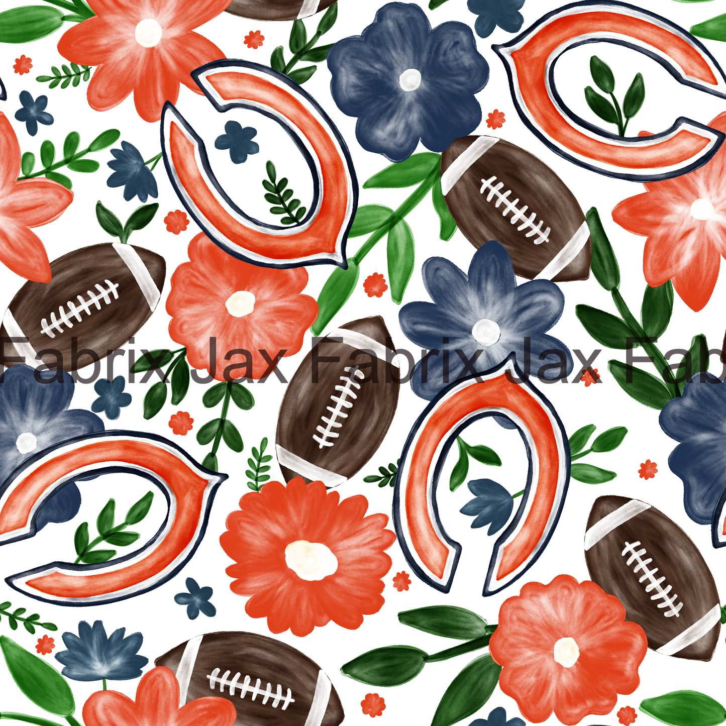 Bears Football Floral Watercolor RAE74