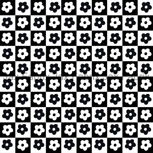 Black White Checker Floral LD28