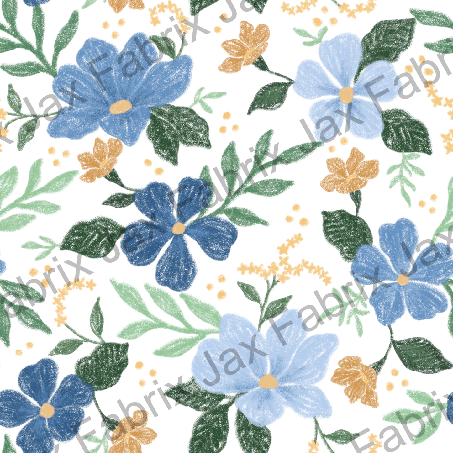 Blue Crayon Floral RAE305