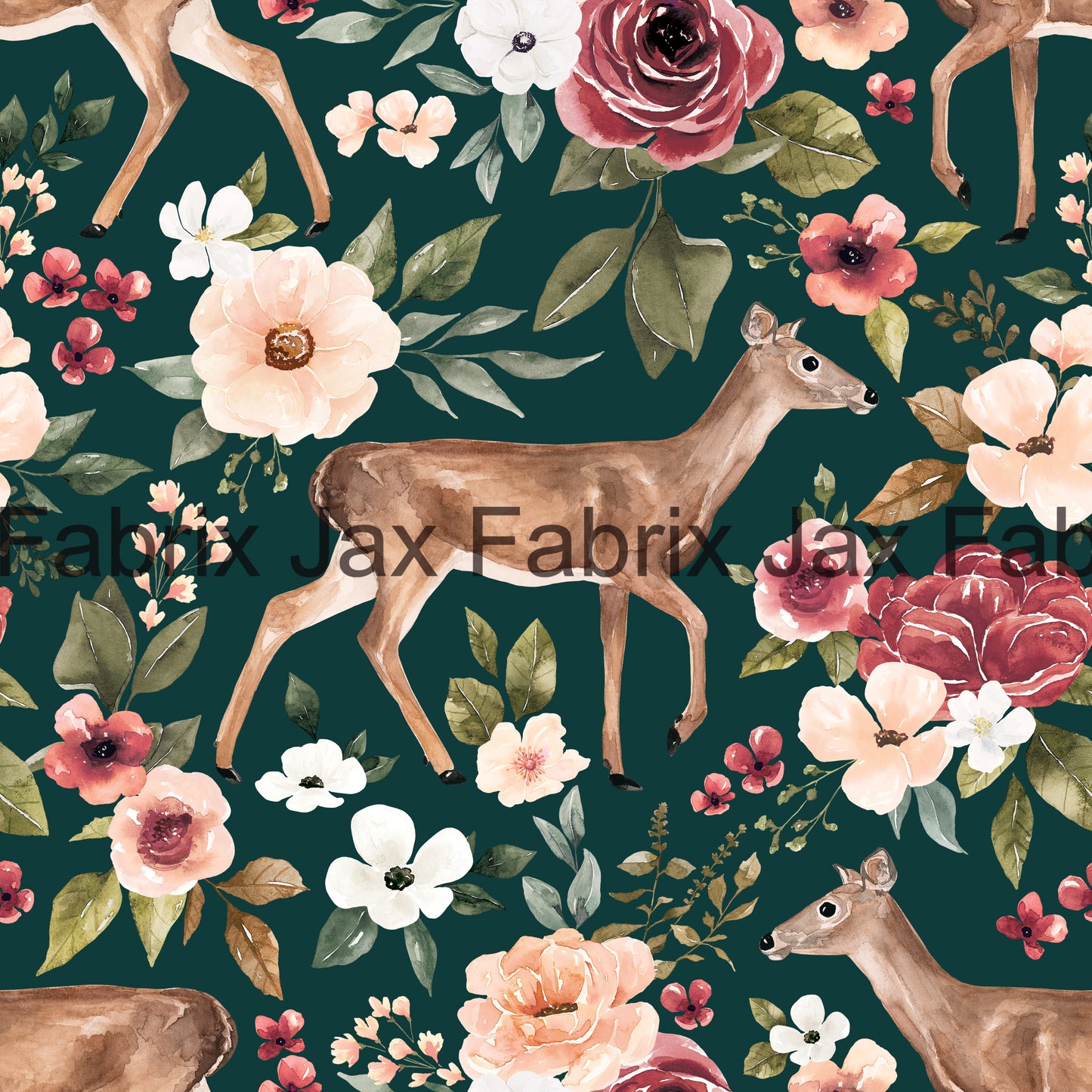 Felicity Deer Floral Emerald CR140