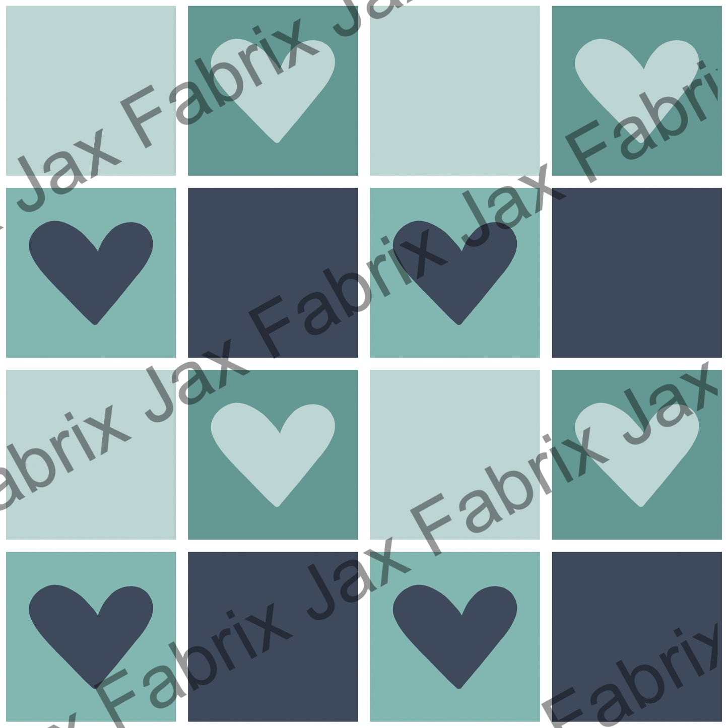 Love Doodle Blue Check Hearts CR151