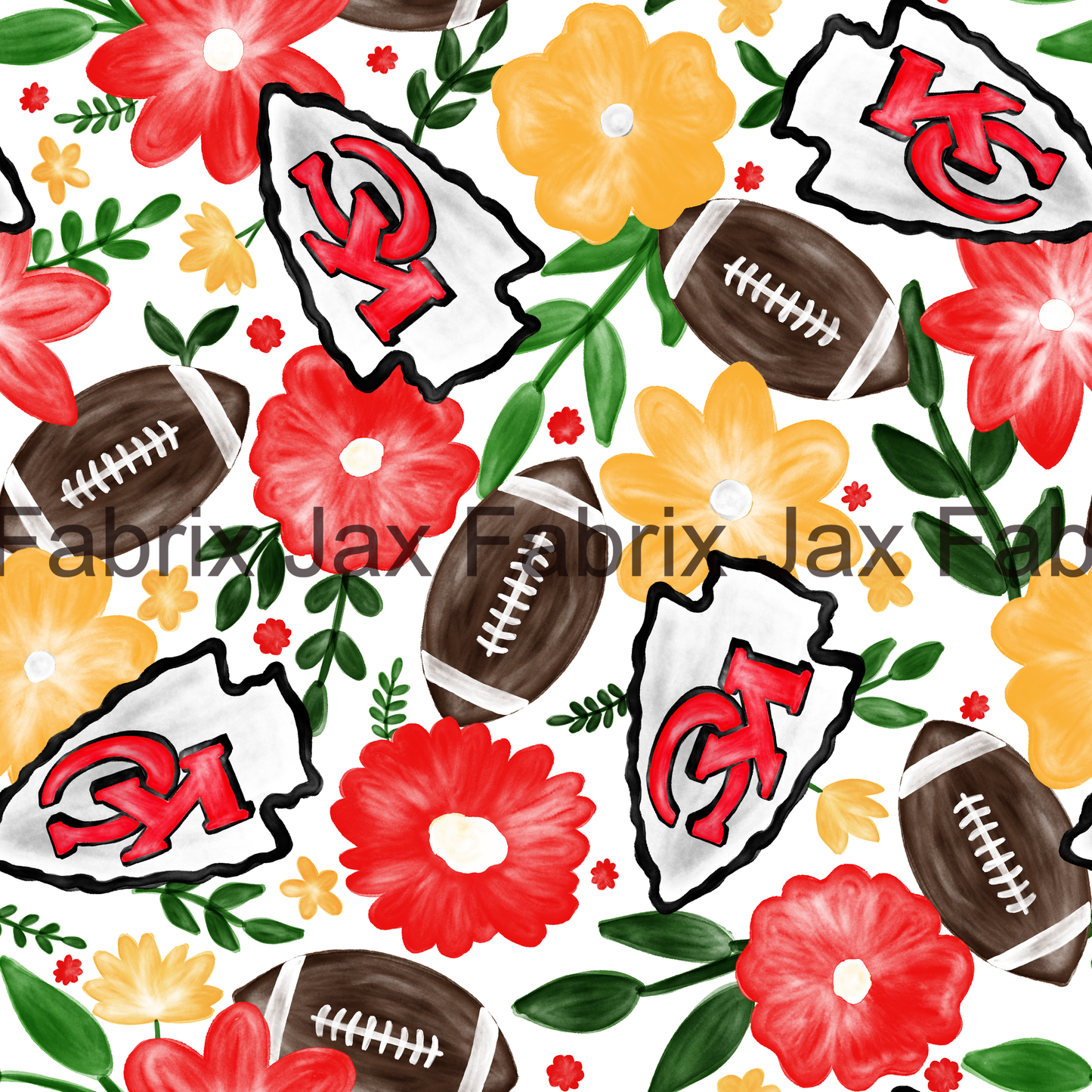 Chiefs Football Watercolor Floral RAE66