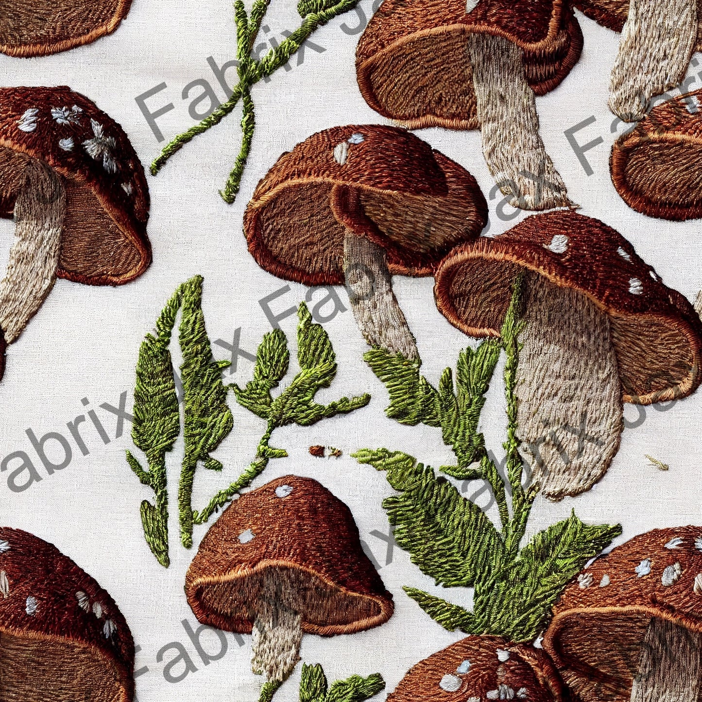 Brown Mushroom Embroidery OG12