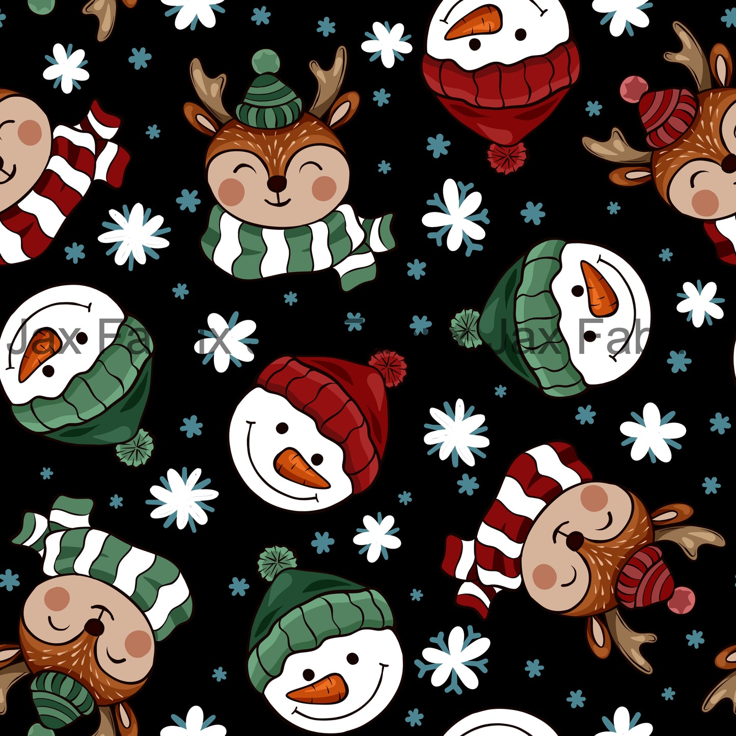 Reindeer And Snowman Black EVB15