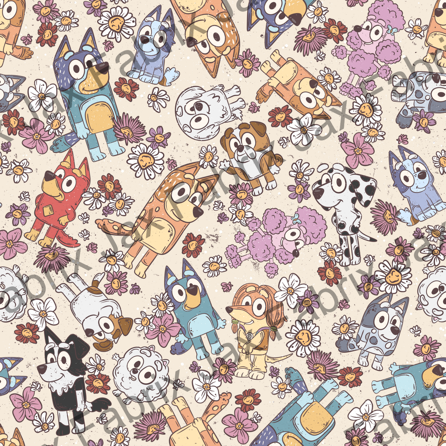 Floral Aussie Dog Friends Tan PC425
