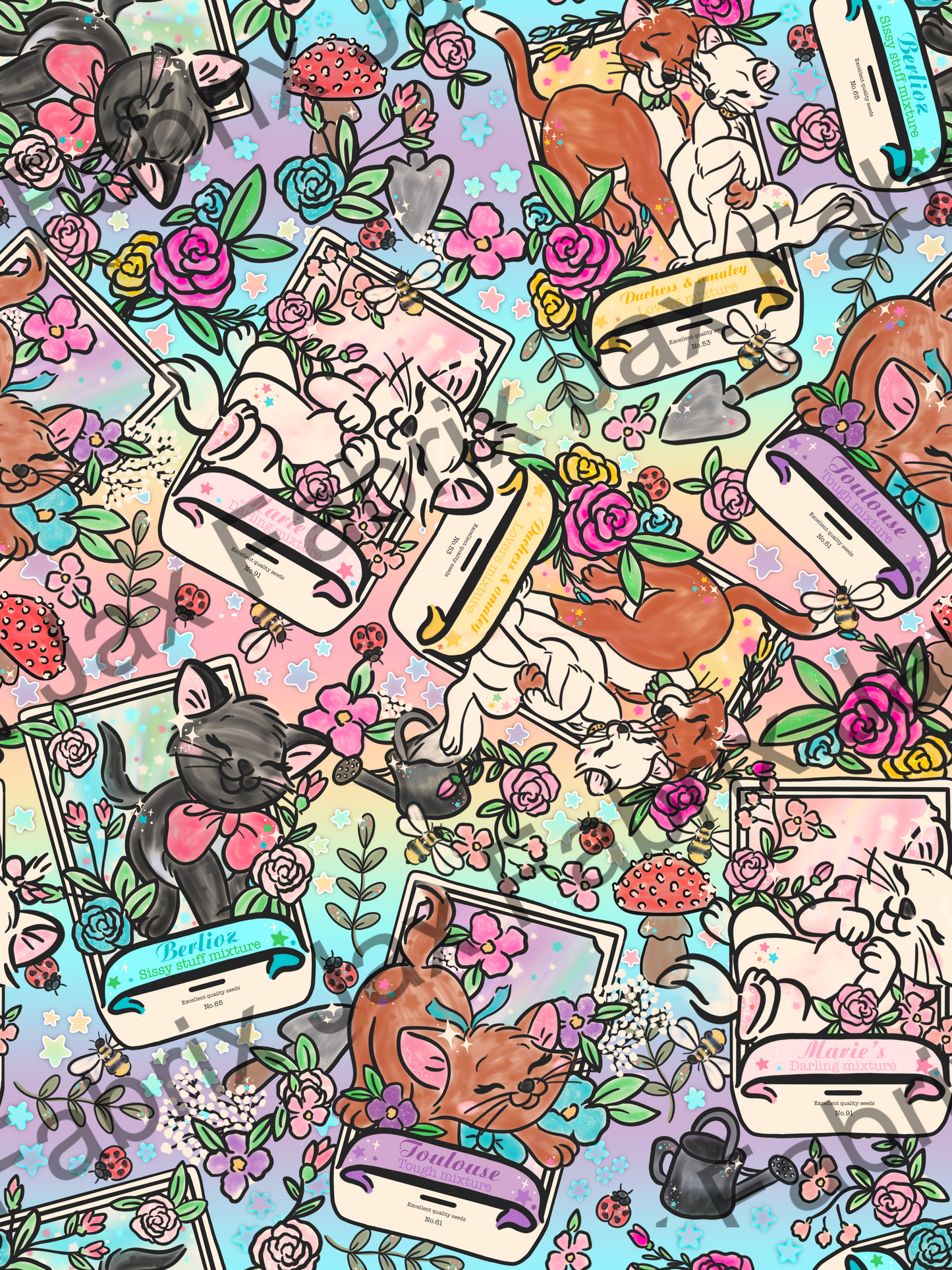 Garden Seed Packets Cats Ombre LYSS45