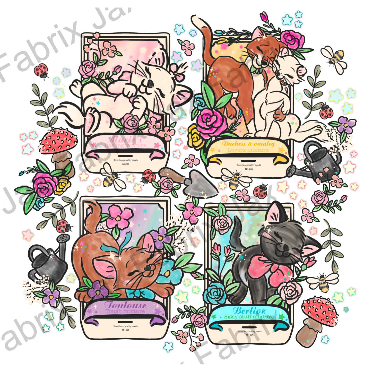Garden Seed Packets Cats Rainbow Stars PNG LYSS38
