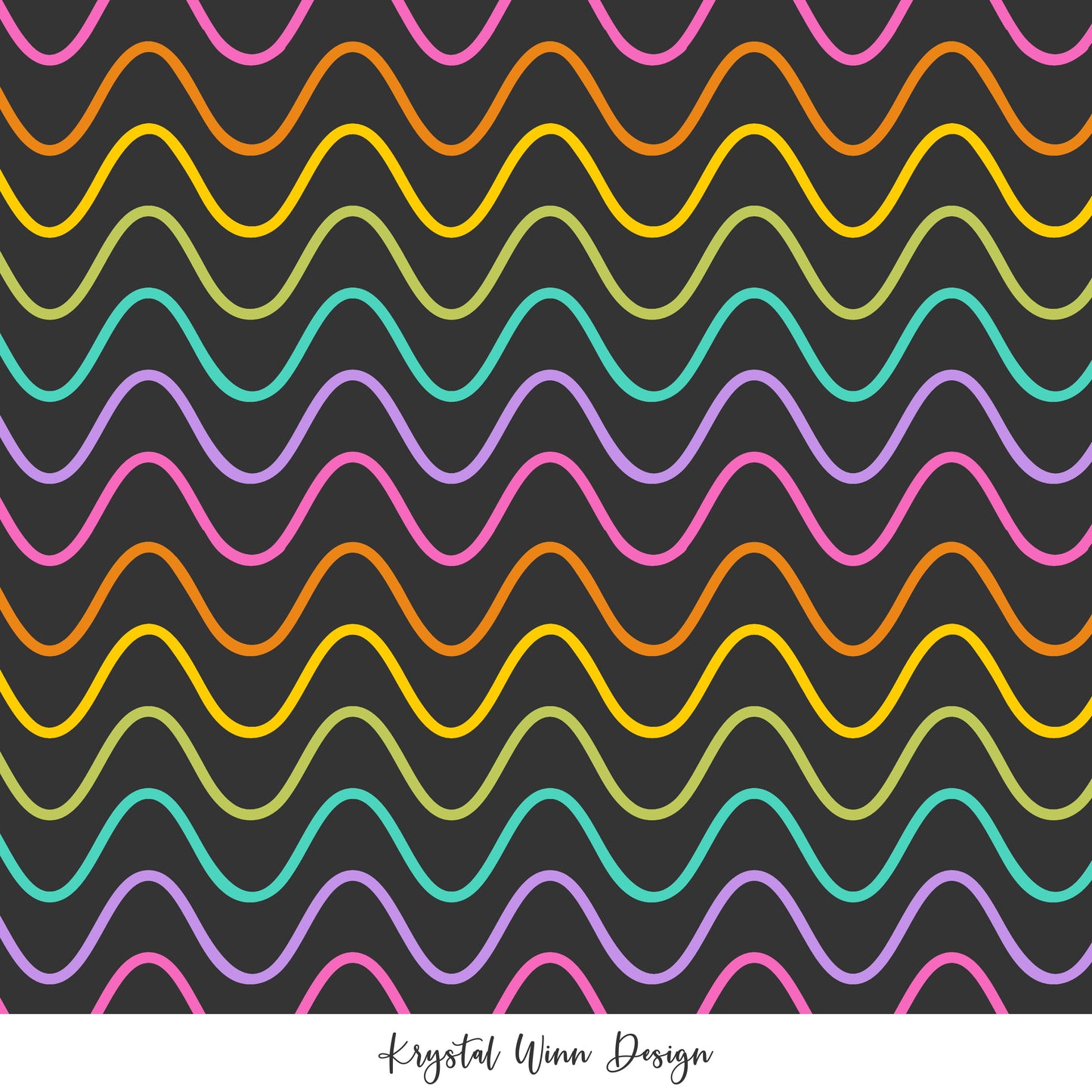 Groovy Rainbow Wave Black KW431