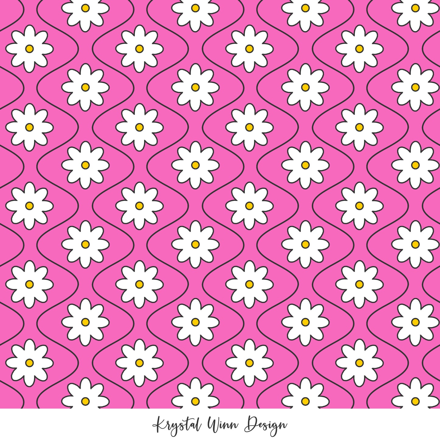 Groovy Waves Flowers Pink KW409