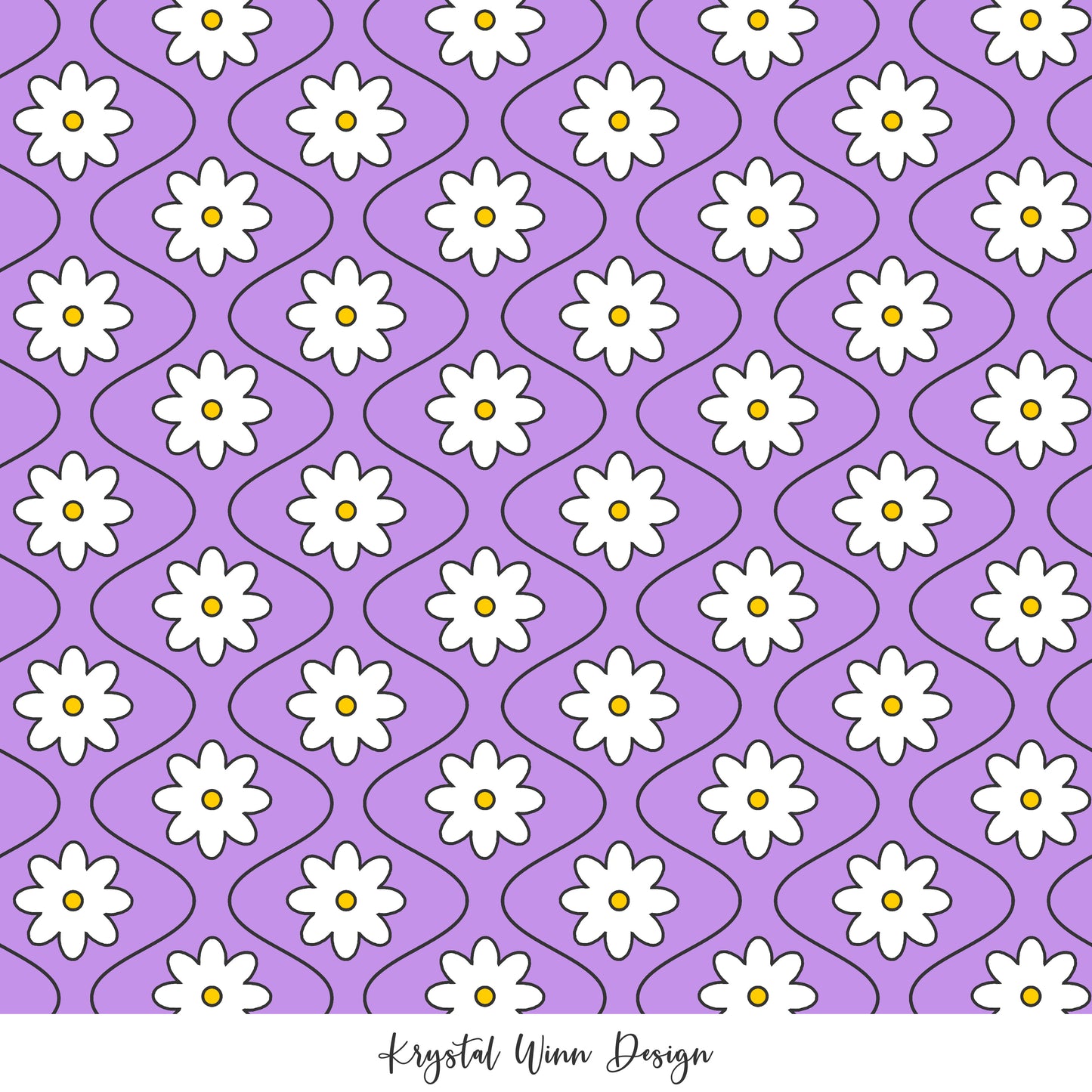 Groovy Waves Flowers Purple KW407