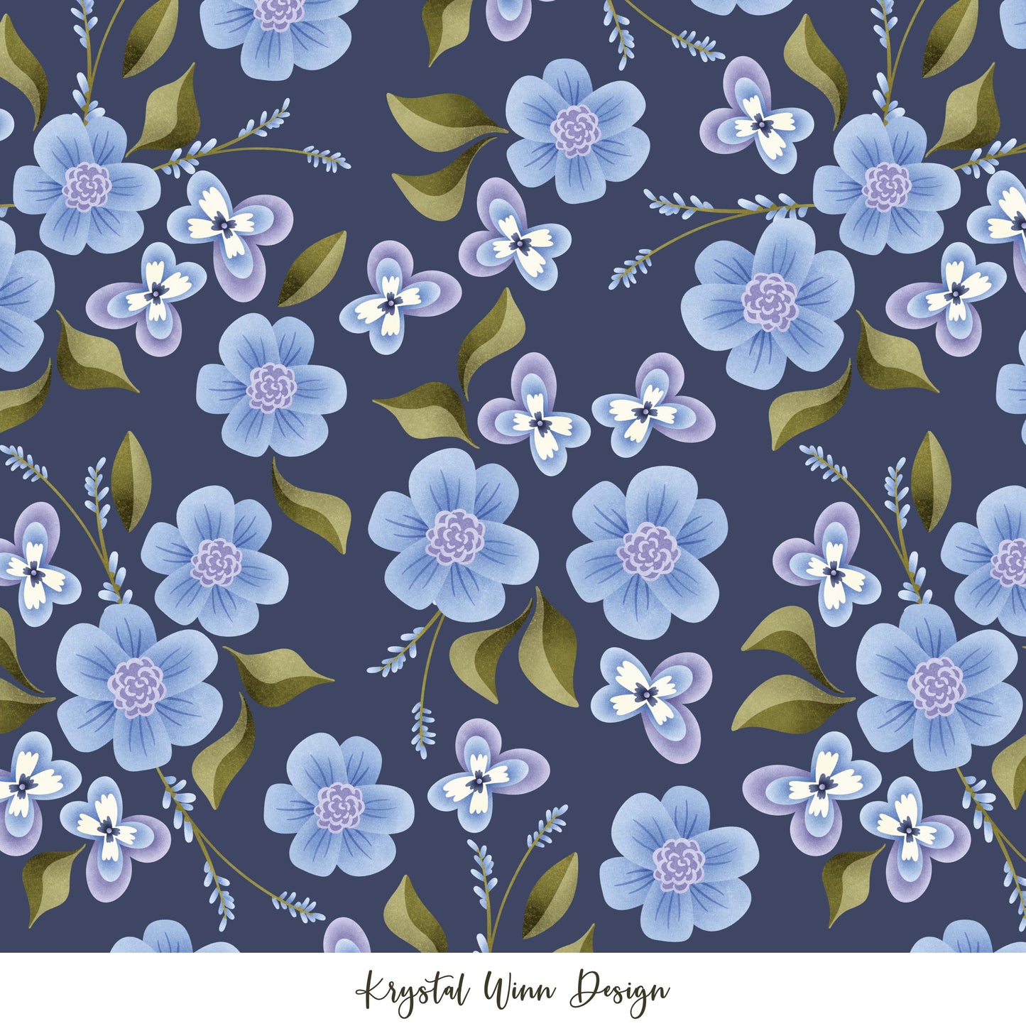 Hoppy Easter Floral Navy KW356