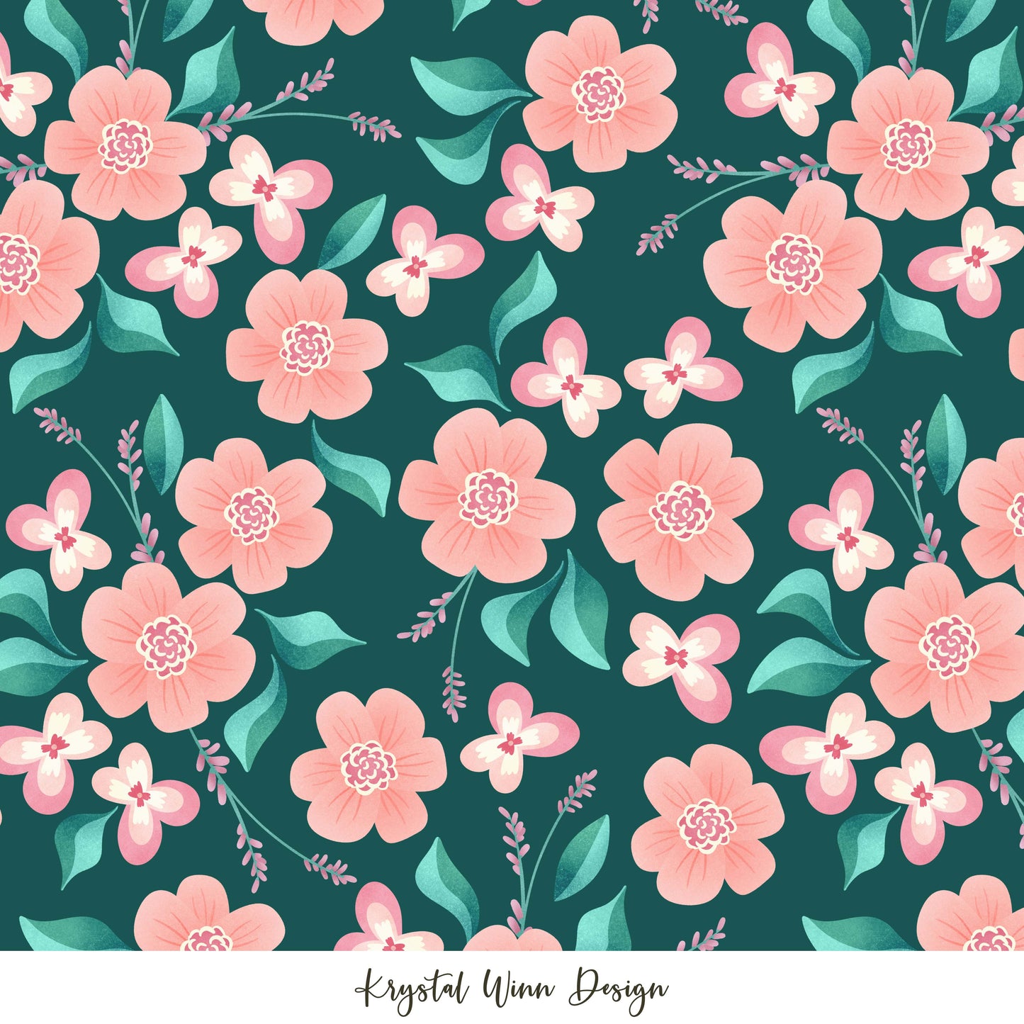 Hoppy Easter Floral Teal KW353