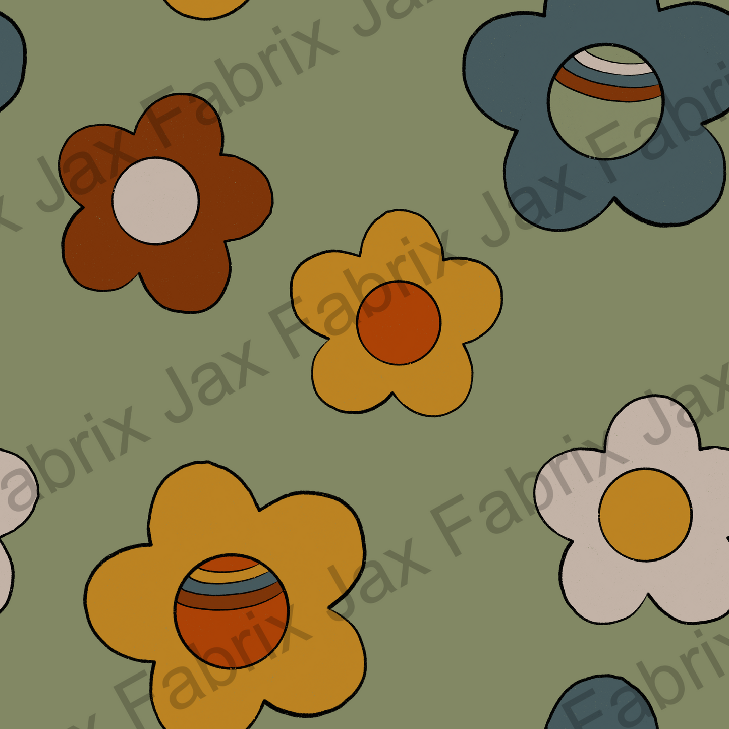Green Retro Flowers EBD38