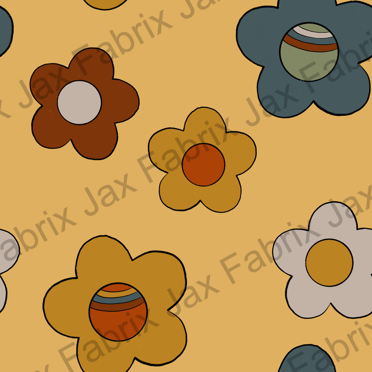 Yellow Retro Flowers EBD34