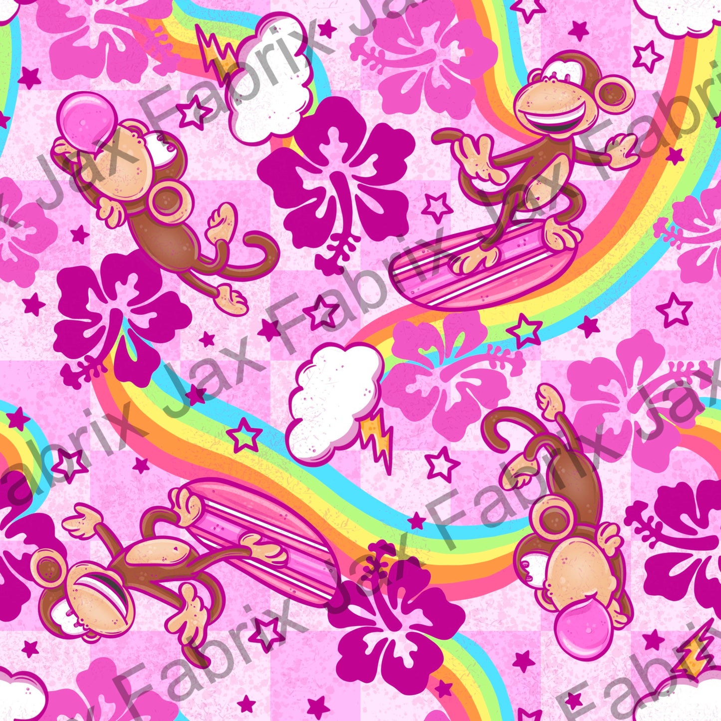 Surfing Monkey Pink Check AWM195