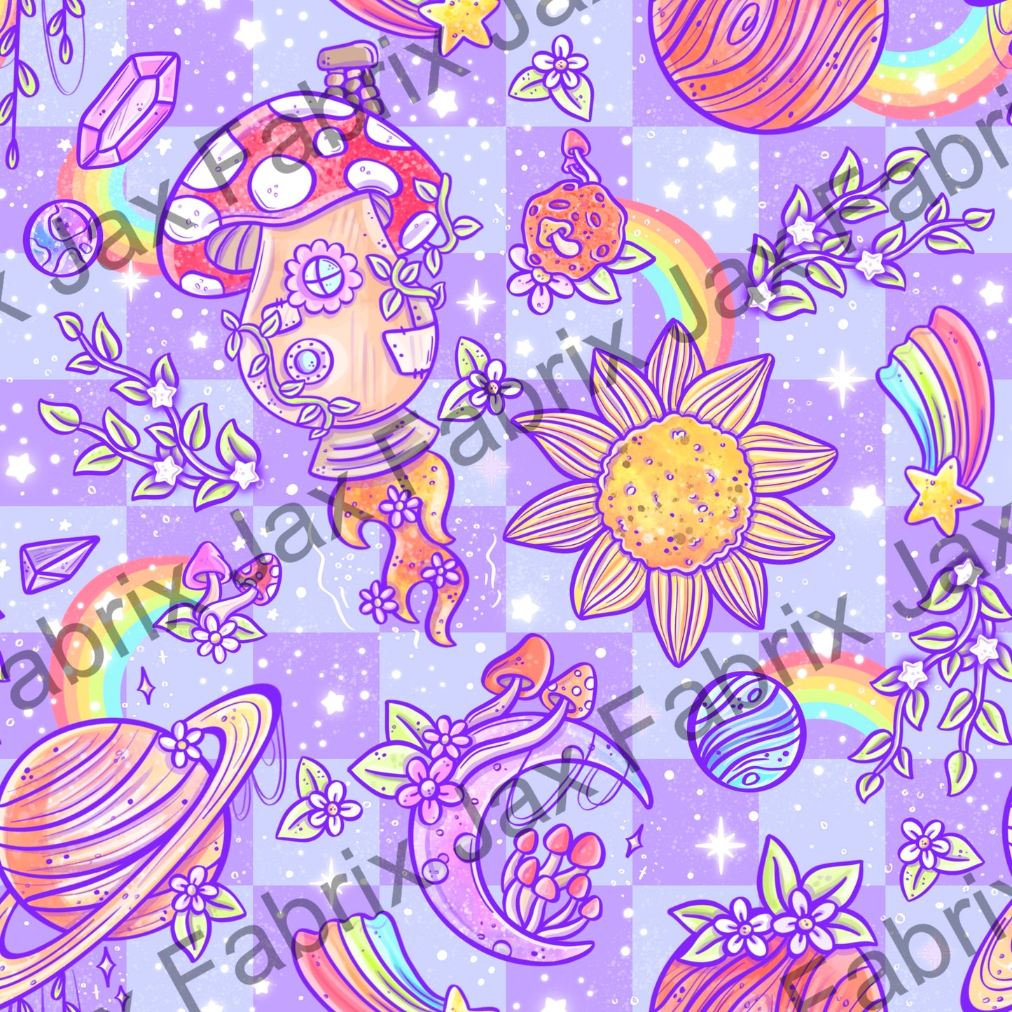 Space Garden Light Purple Check AWM201