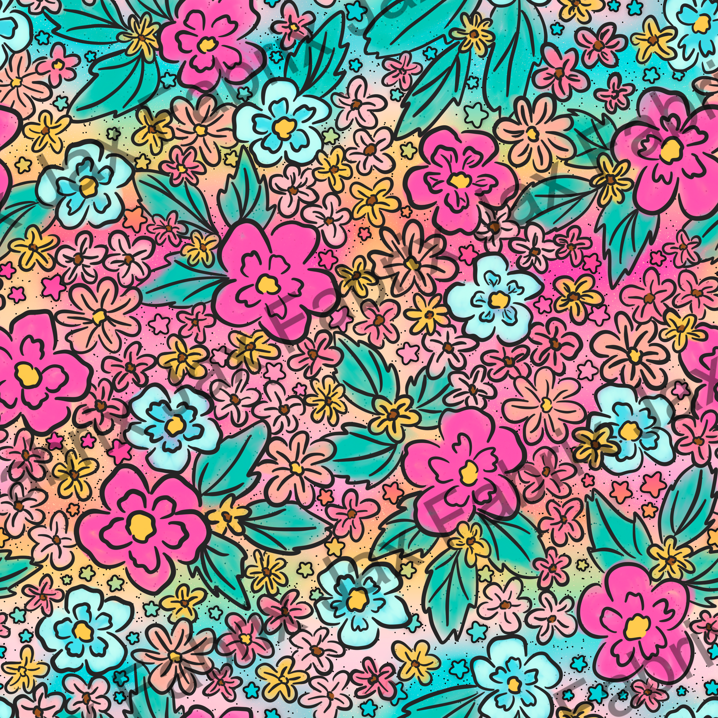 Cutesy Floral Ocean Ombre MC156