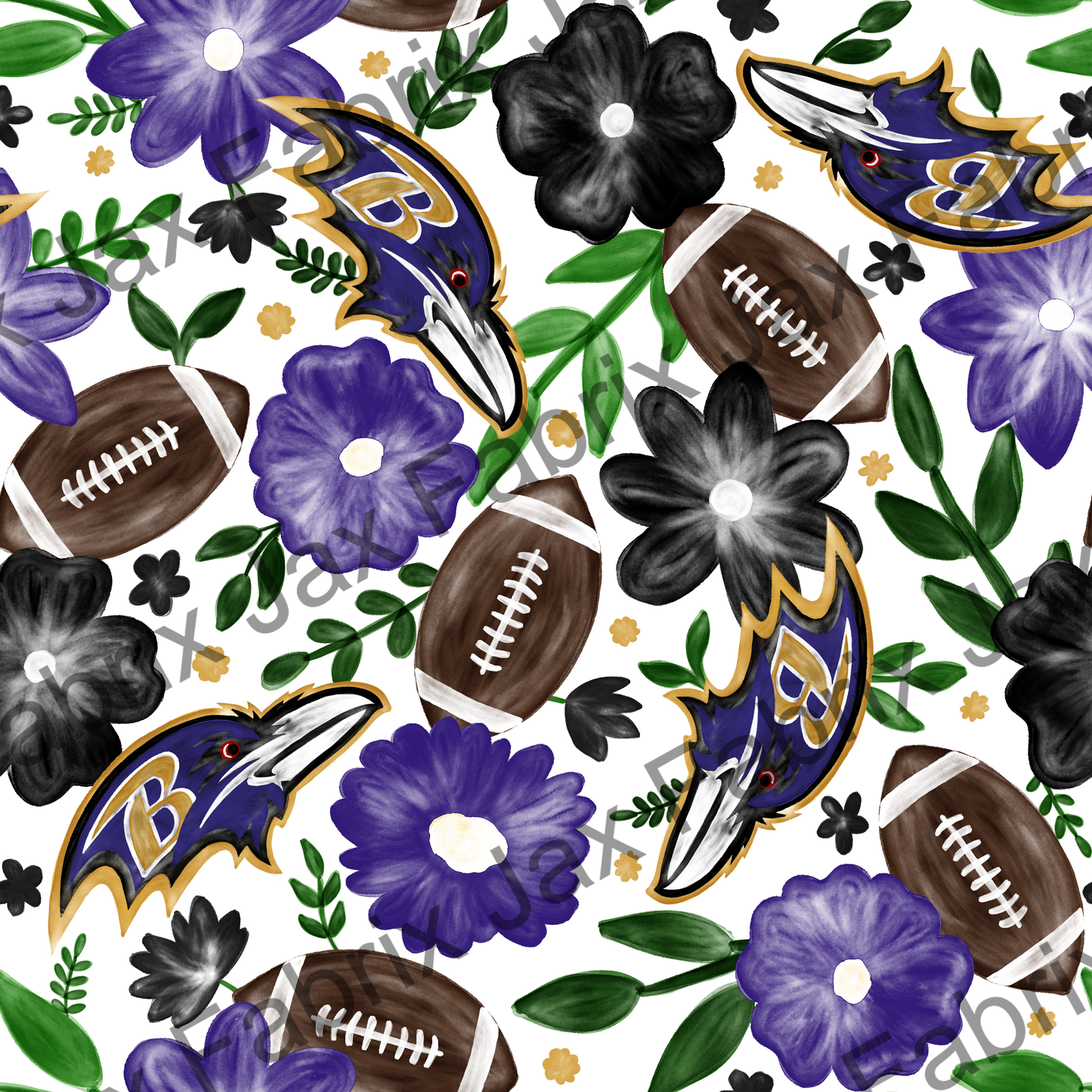 Ravens Football Floral Watercolor RAE80