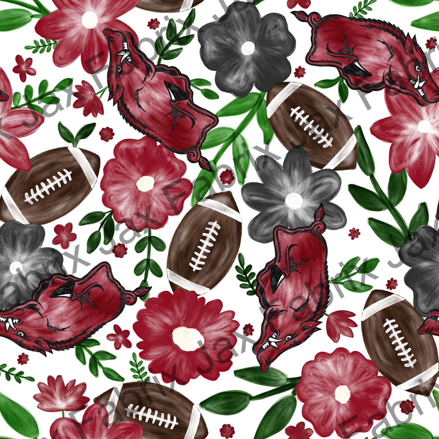 Razorbacks Football Floral Watercolor RAE79