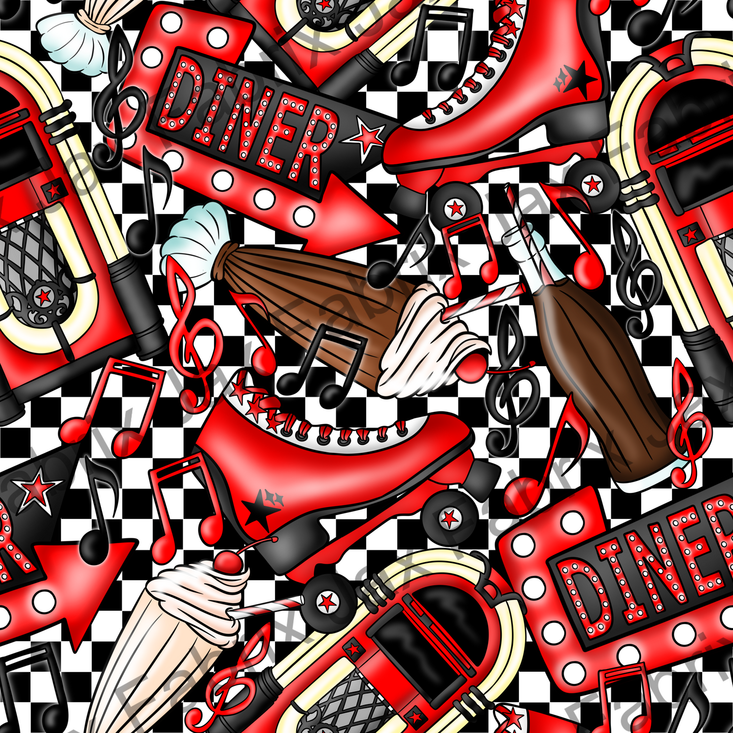 Retro Diner Black Check ZR204