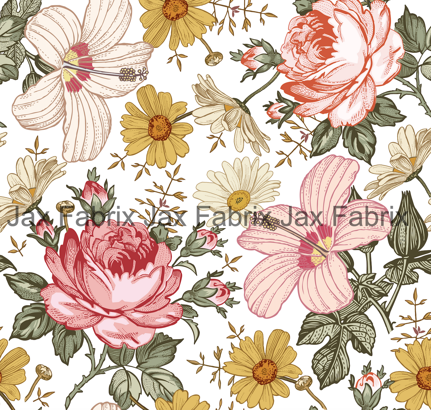 Vintage Floral Pink and Gold INH15
