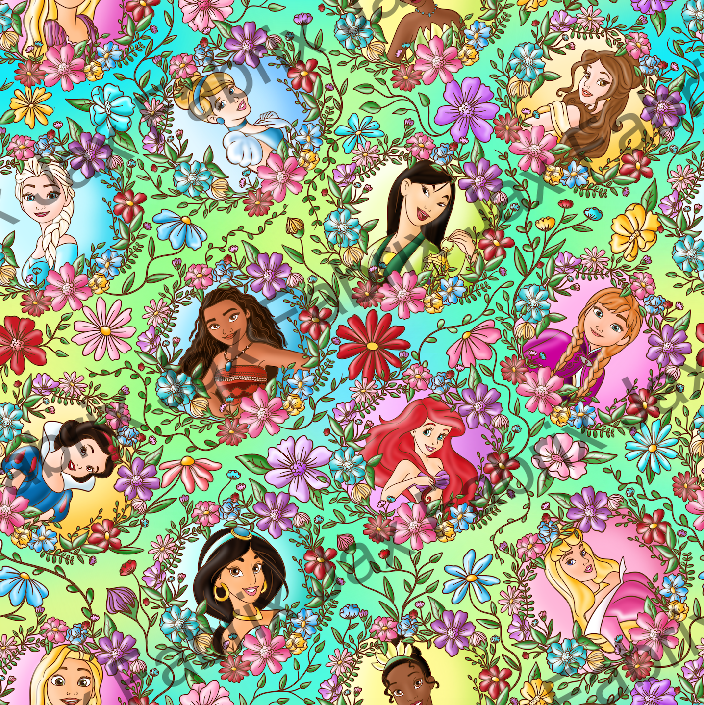 Exclusive Blue Green Floral Princess ZR188