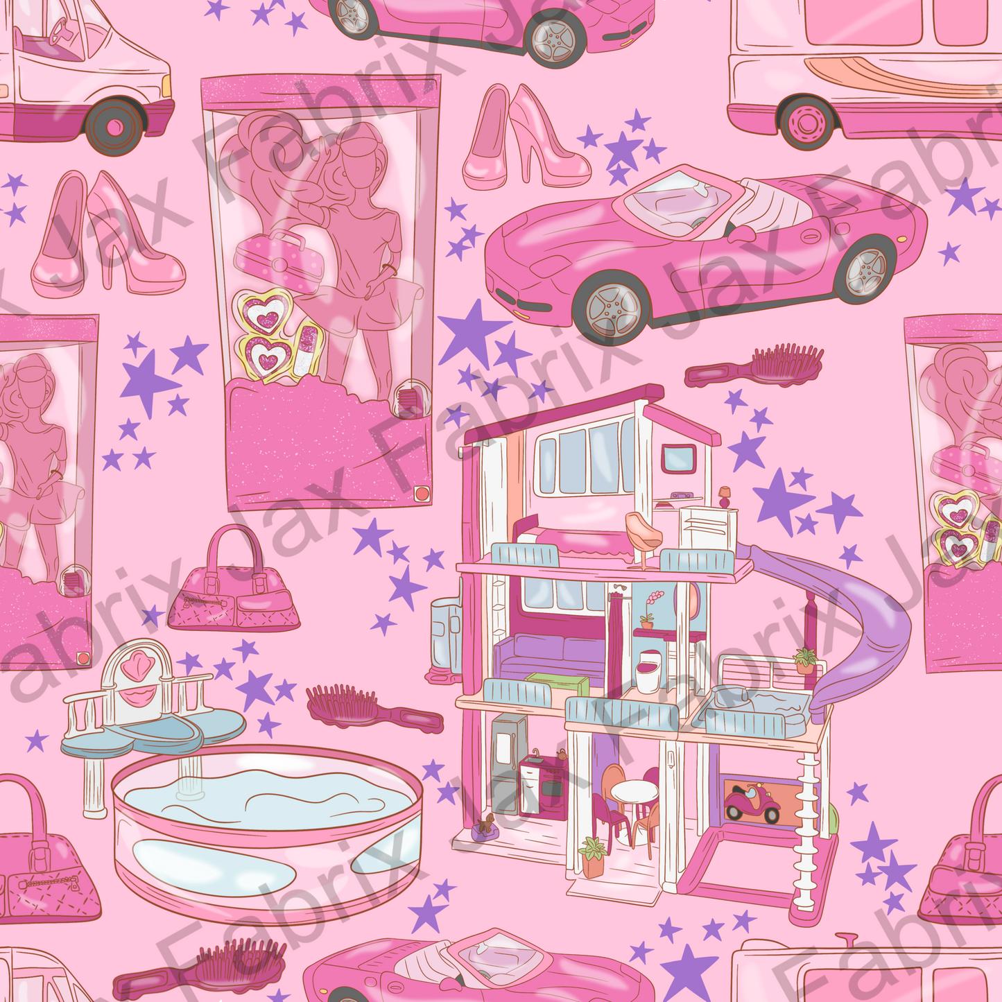 Pink Doll Faceless Purple Stars PC394