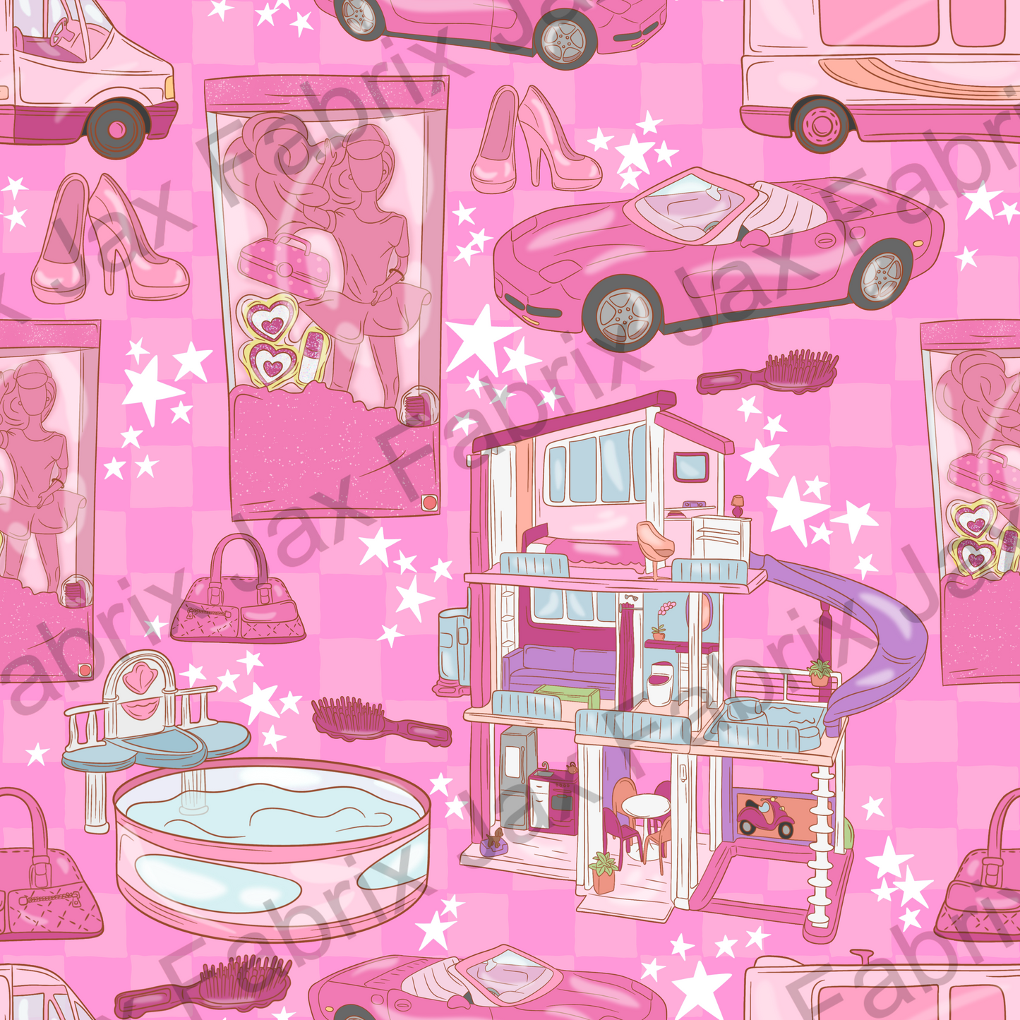 Pink Doll Faceless Pink Check PC393