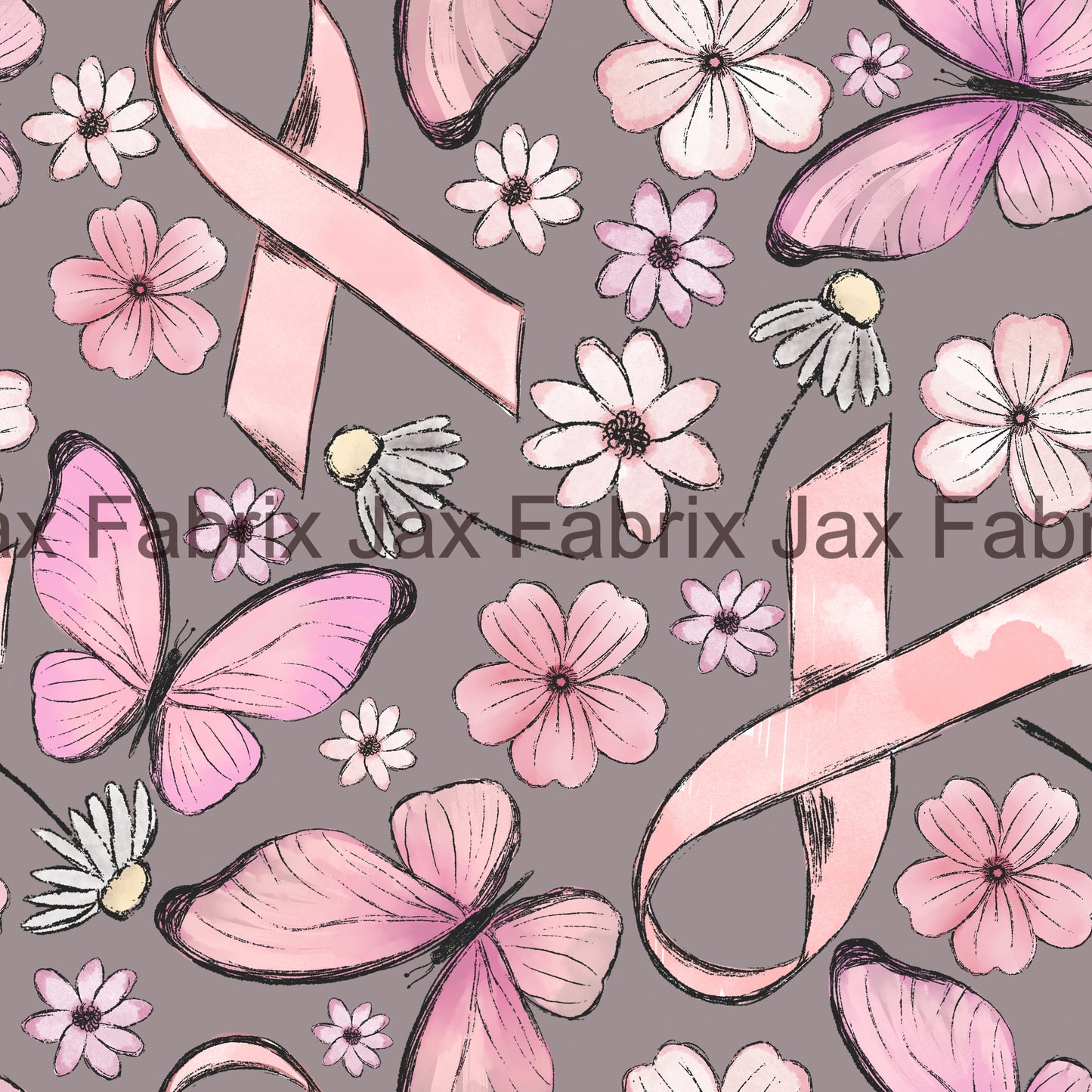 Pink Ribbon Floral BDG8