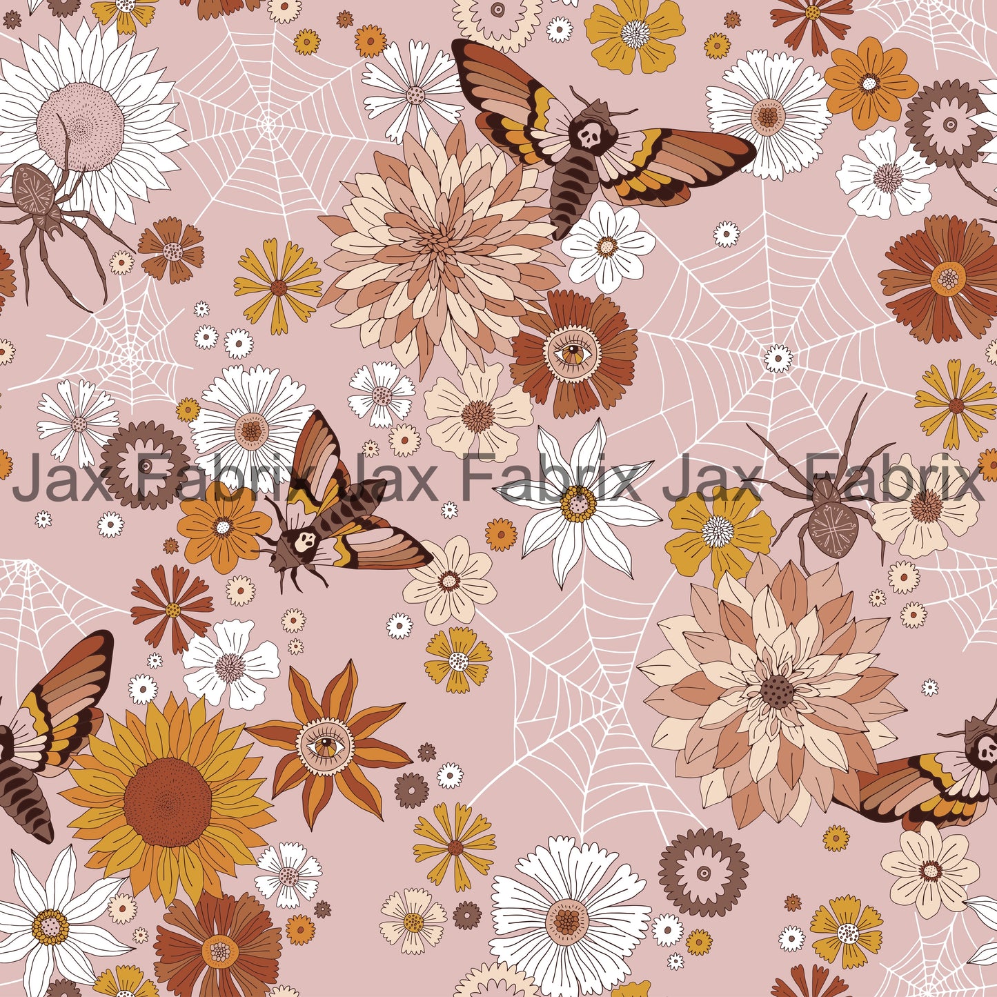 Spooky Floral Webs Pink INH29