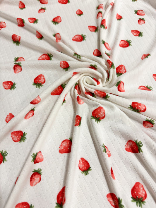 RTS Strawberry Pointelle (sold in bundles of 2 yards)