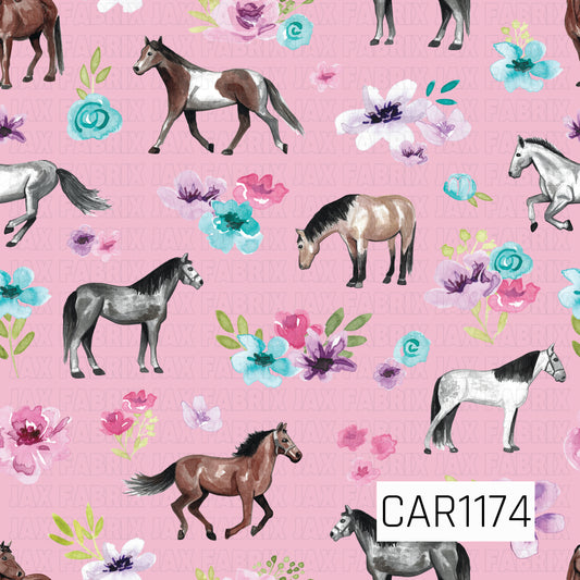 Floral Horses Pink CAR1174
