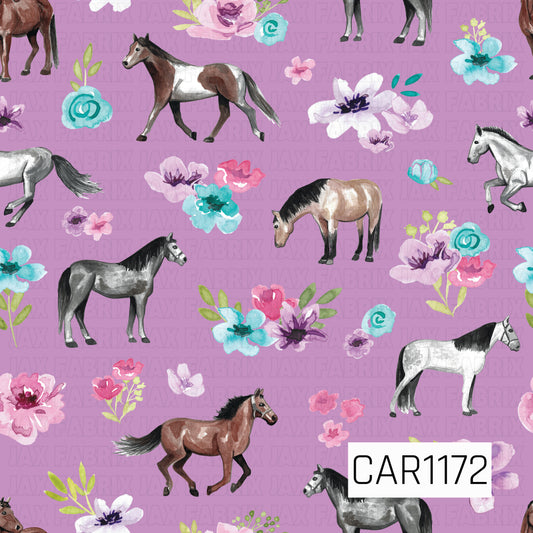 Floral Horses Purple CAR1172