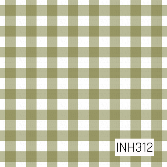 A classic olive green and white gingham plaid featuring soft, oversized checks, creating a timeless and versatile pattern perfect for farmhouse, cottage, and everyday designs.
