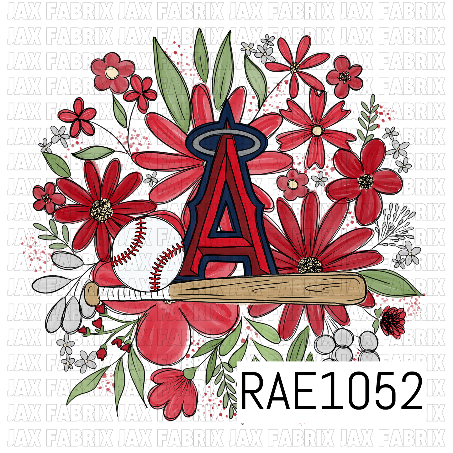 Angels Floral Baseball PNG RAE1052