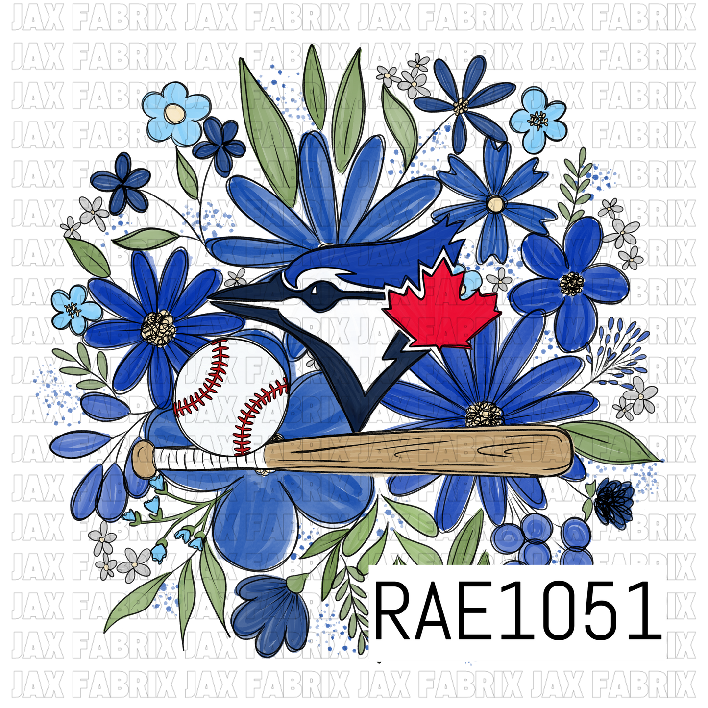 Blue Jays Floral Baseball PNG RAE1051