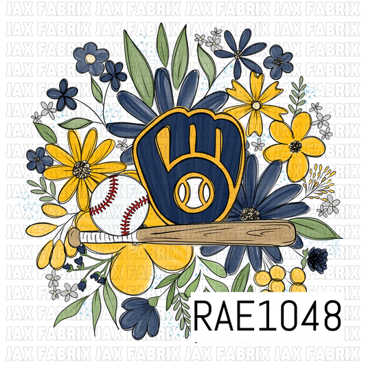Brewers Floral Baseball PNG RAE1048