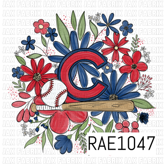 Cubs Floral Baseball PNG RAE1047