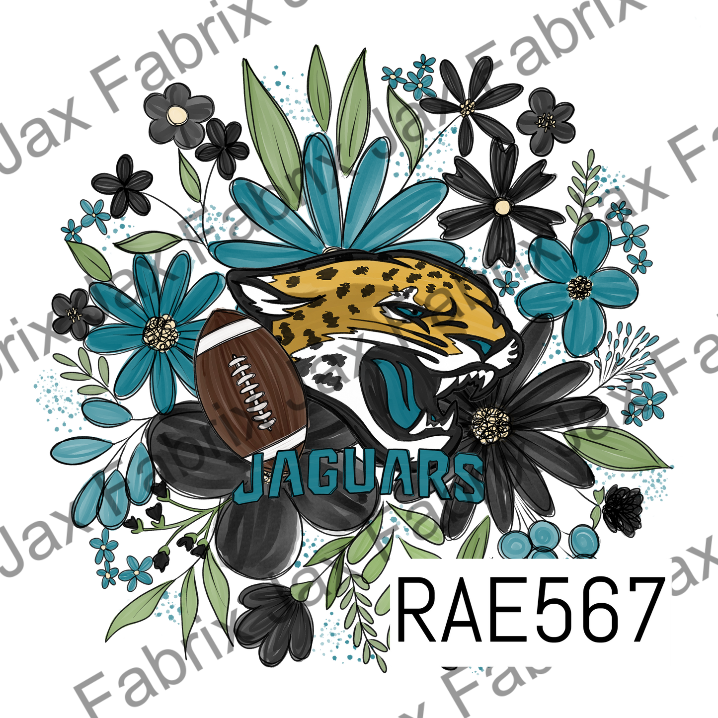 Jaguars Floral PNG RAE567