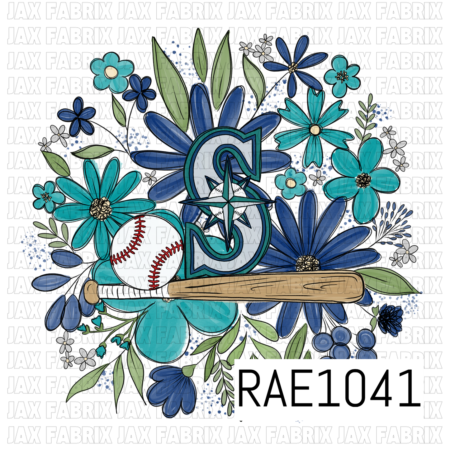 Mariners Floral Baseball PNG RAE1041