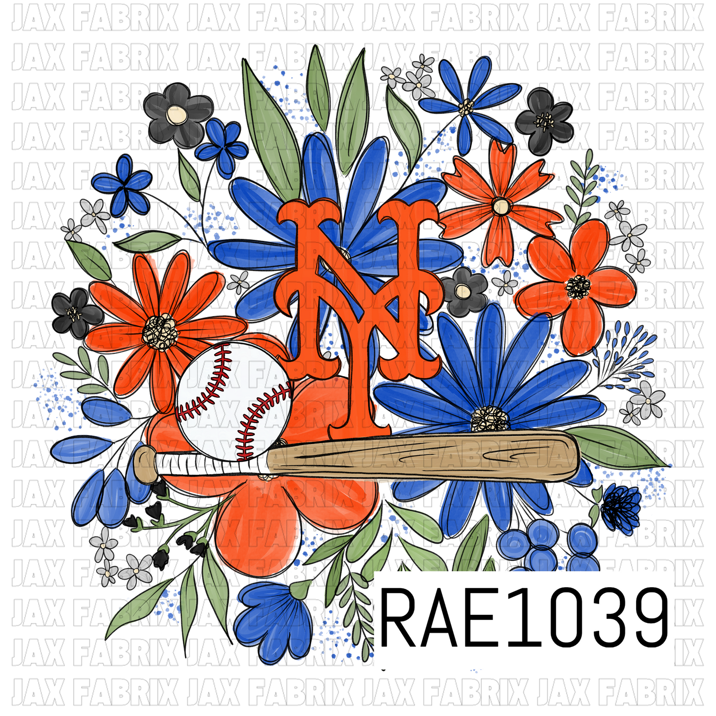 Mets Floral Baseball PNG RAE1039