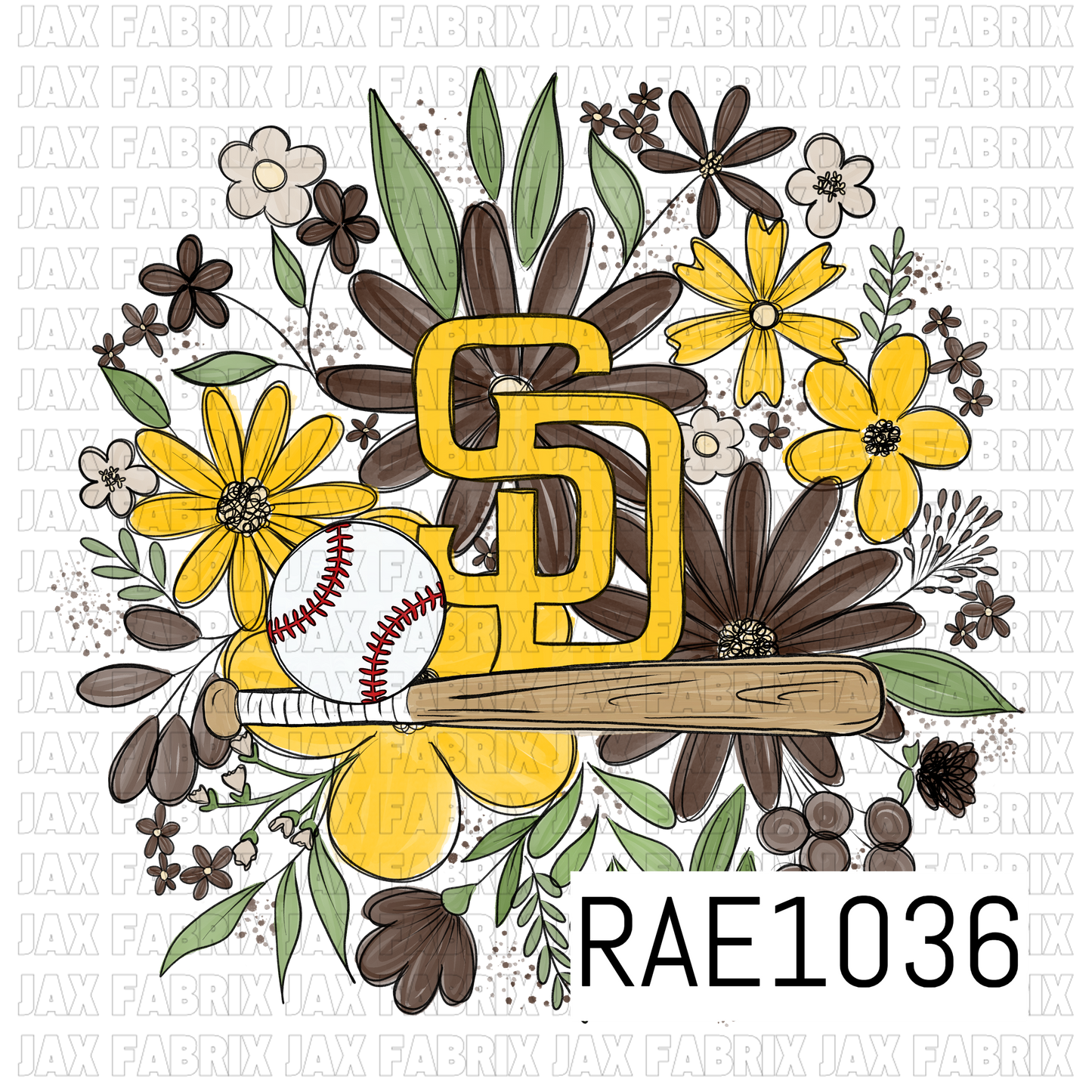Padres Floral Baseball PNG RAE1036